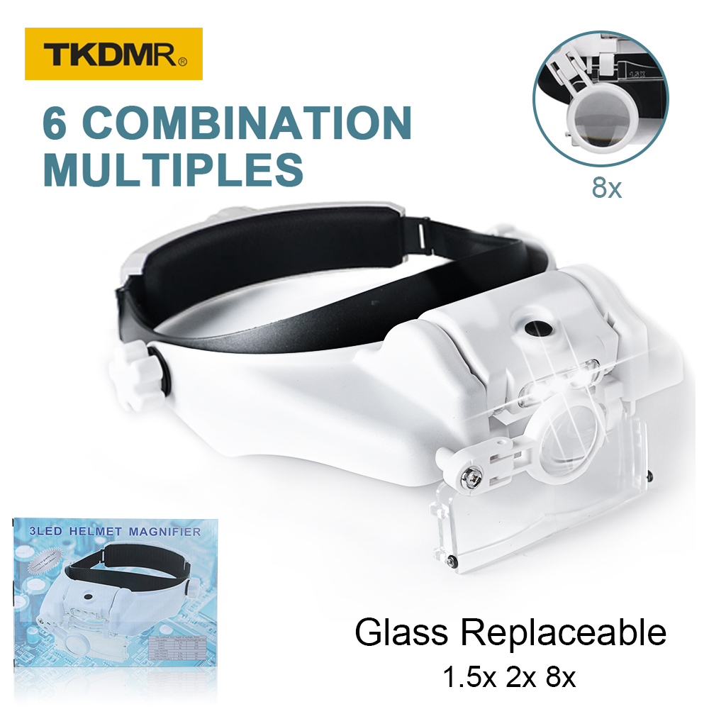 Jewelry Making Glasses - TKDMR 3LED Đầu Kính Lúp Cầm