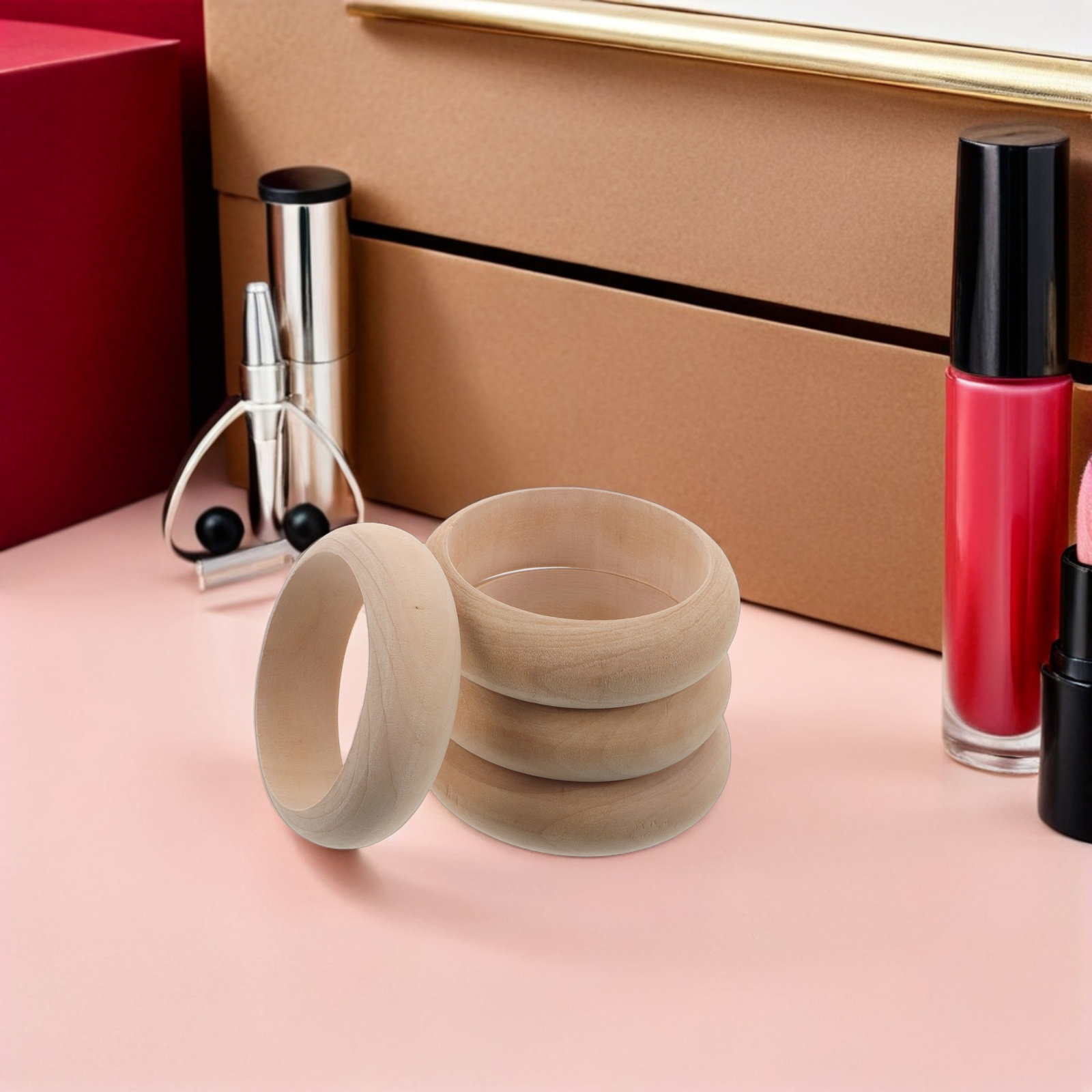 Jewelry Making Rings - 4Pcs Natural Wooden Bangles Blank Unfinished