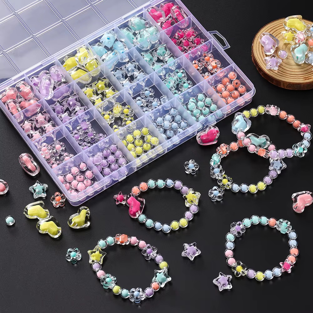 174pcs/Box Heart Acrylic Beads - đánh giá và giá Jewelry Making Kit For Kids