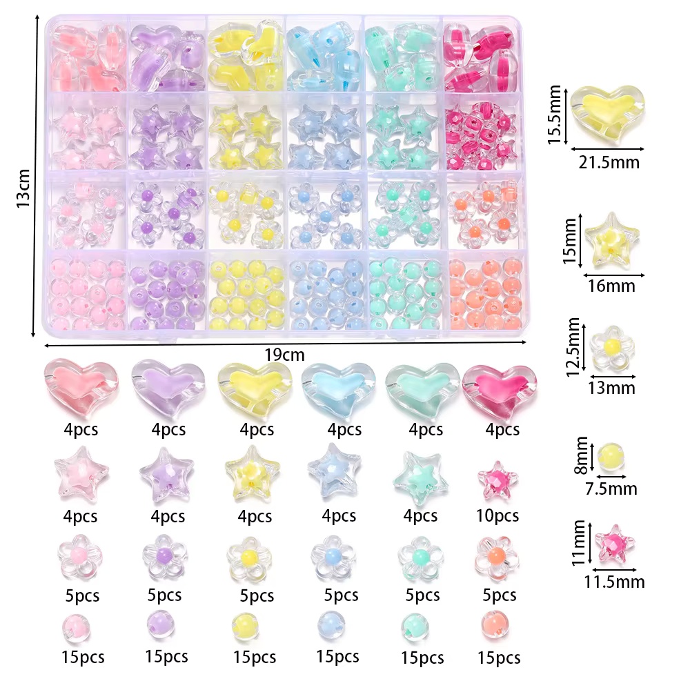 174pcs/Box Heart Acrylic Beads - đánh giá và giá Jewelry Making Kit For Kids